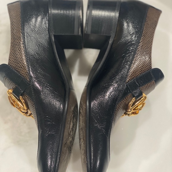 Gucci   Ebal Horsebit Lizard-Embossed Leather Chain Loafers  Size 39. - Picture 15 of 17